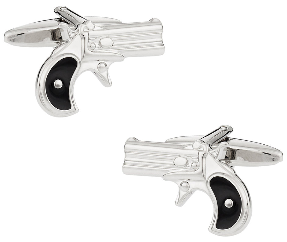 Nero & Bianco argento ovale gemelli da Cuff-Daddy