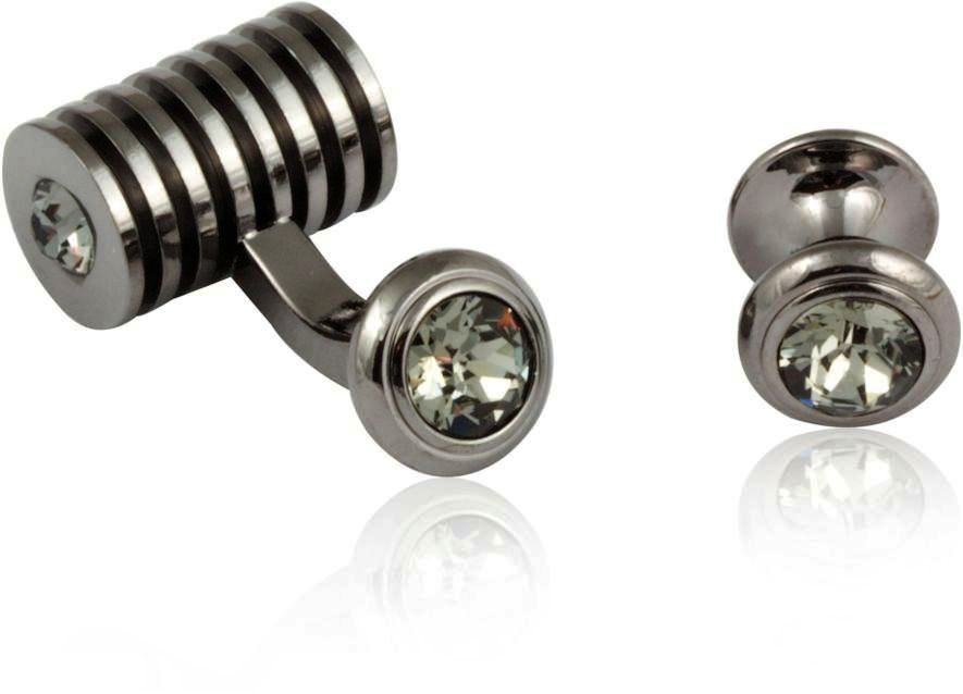 Men's Gunmetal Black Diamond Swarovski Barrel Formal Set