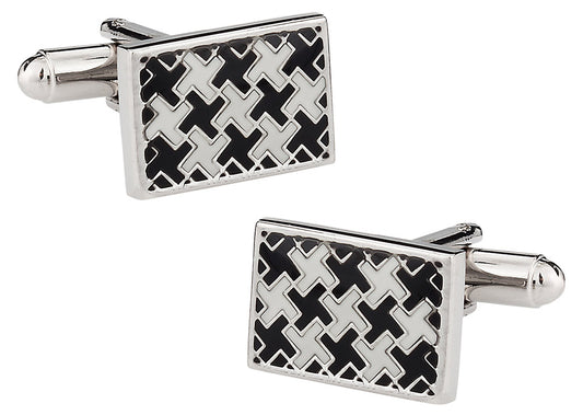 Houndstooth Silver Cufflinks