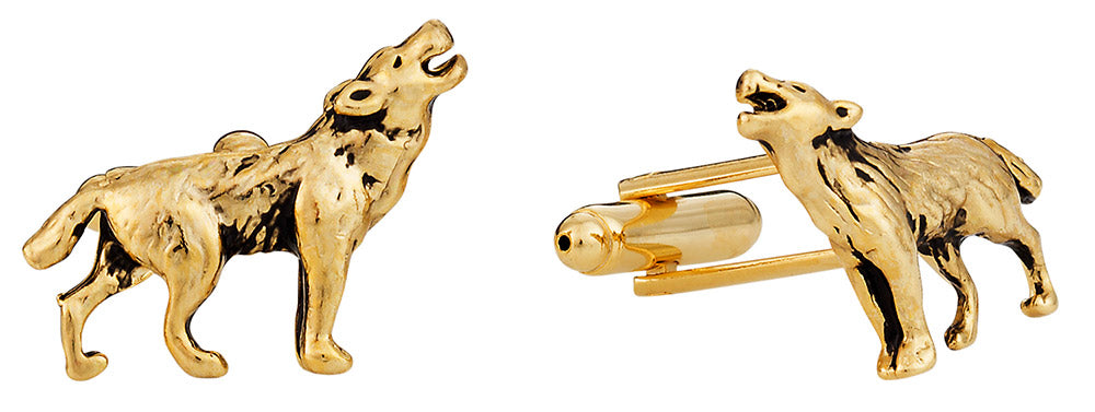 Howling Wolf Gold Cufflinks