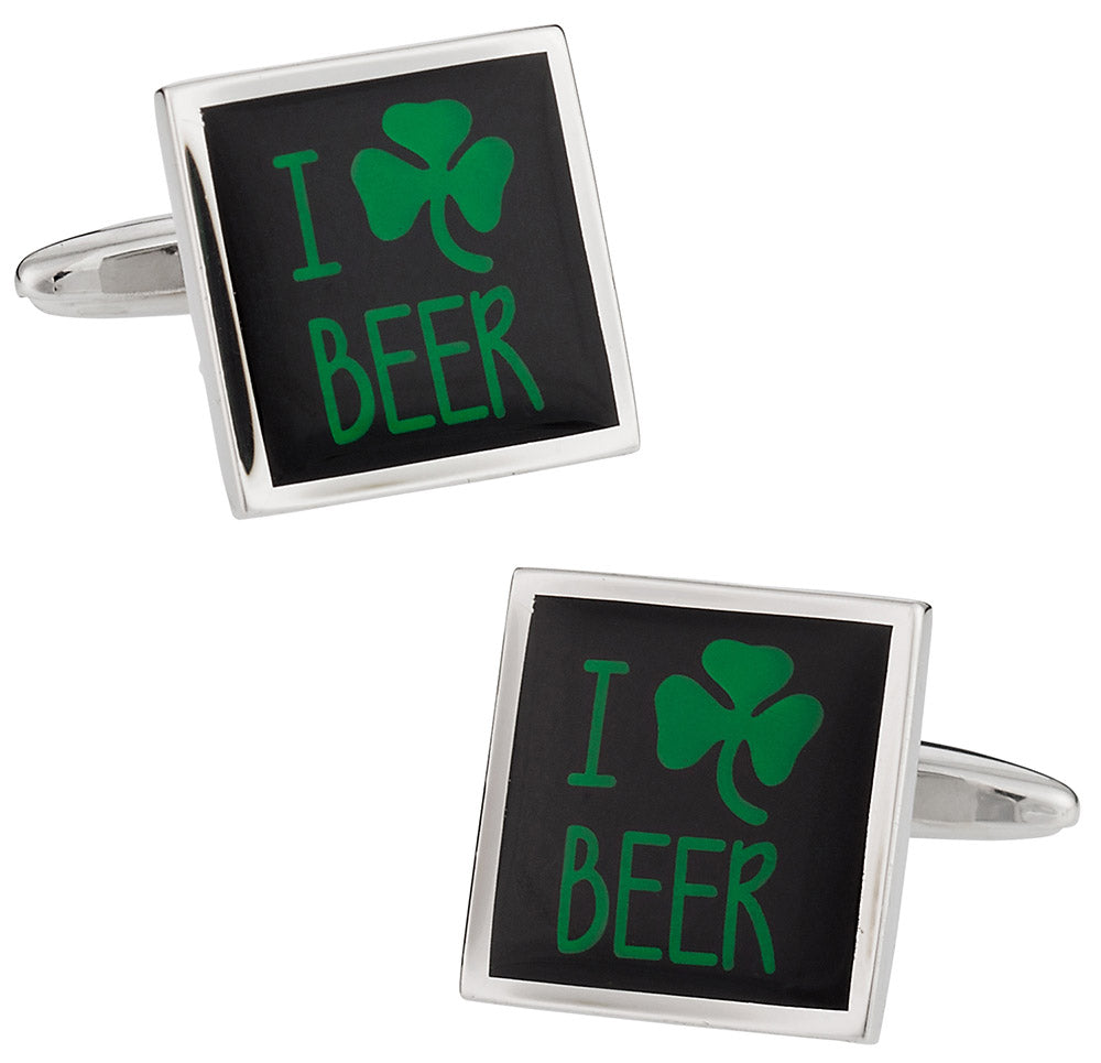 Funny Cufflinks I Love Beer Irish