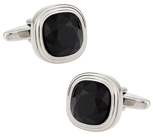 Jet Black Crystal Cufflinks