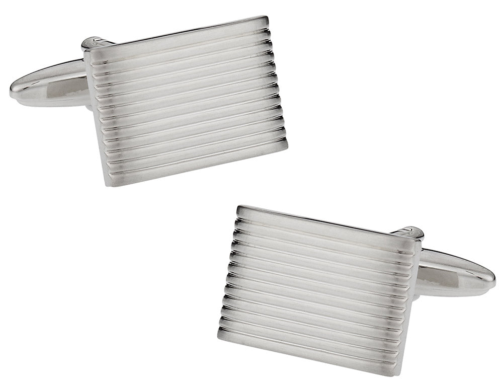 Lined Silvertone Cufflinks