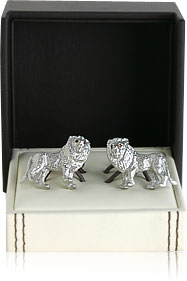 Lion Cufflinks with Swarovski Eyes