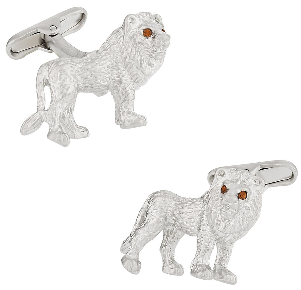 Lion Cufflinks with Swarovski Eyes