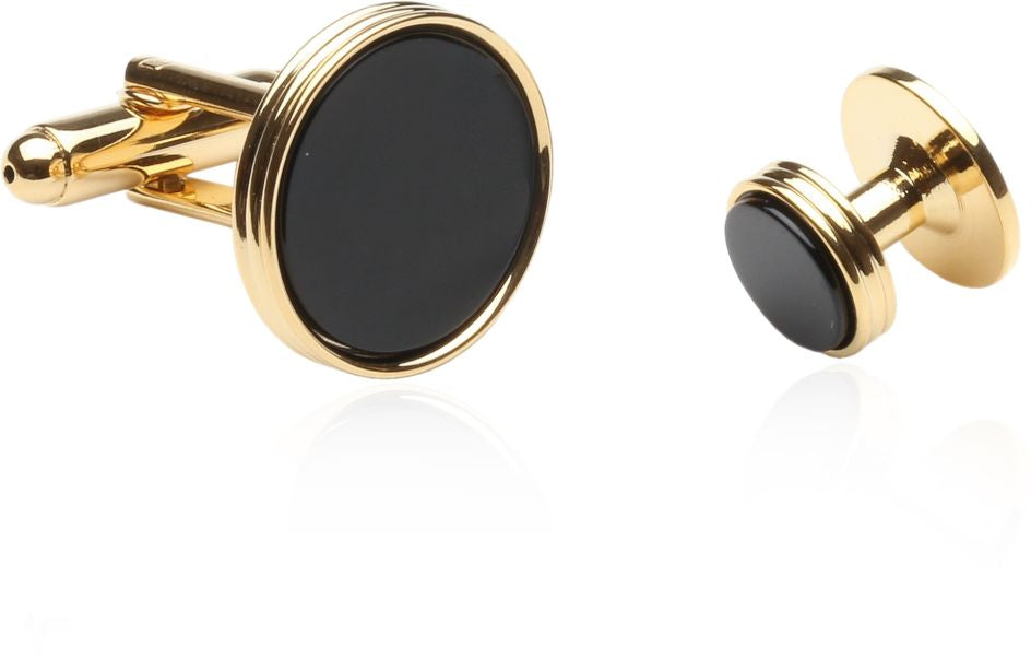 Onyx And Gold Wedding Set Cuff Links Studs