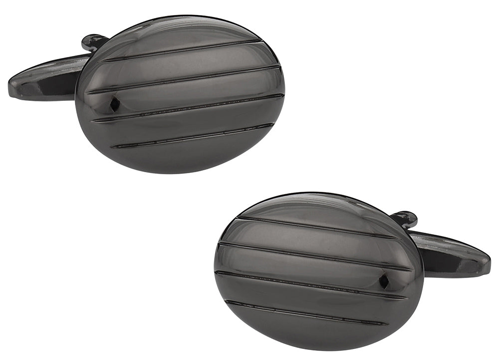 Oval Gun Metal Cufflinks