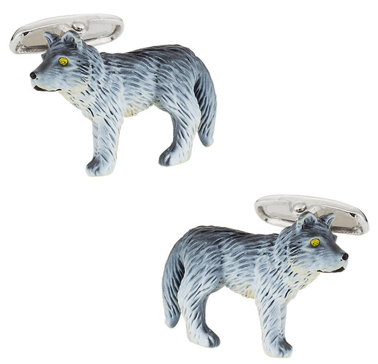 Painted Loan Wolf Cufflinks