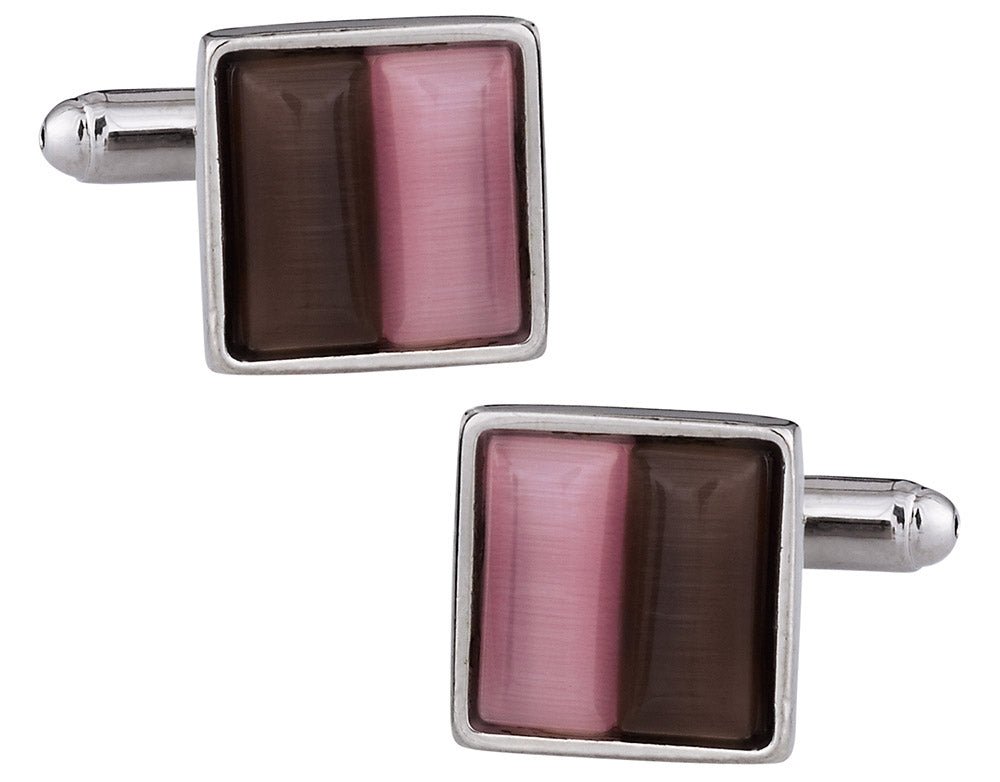 Pink & Brown Cufflinks