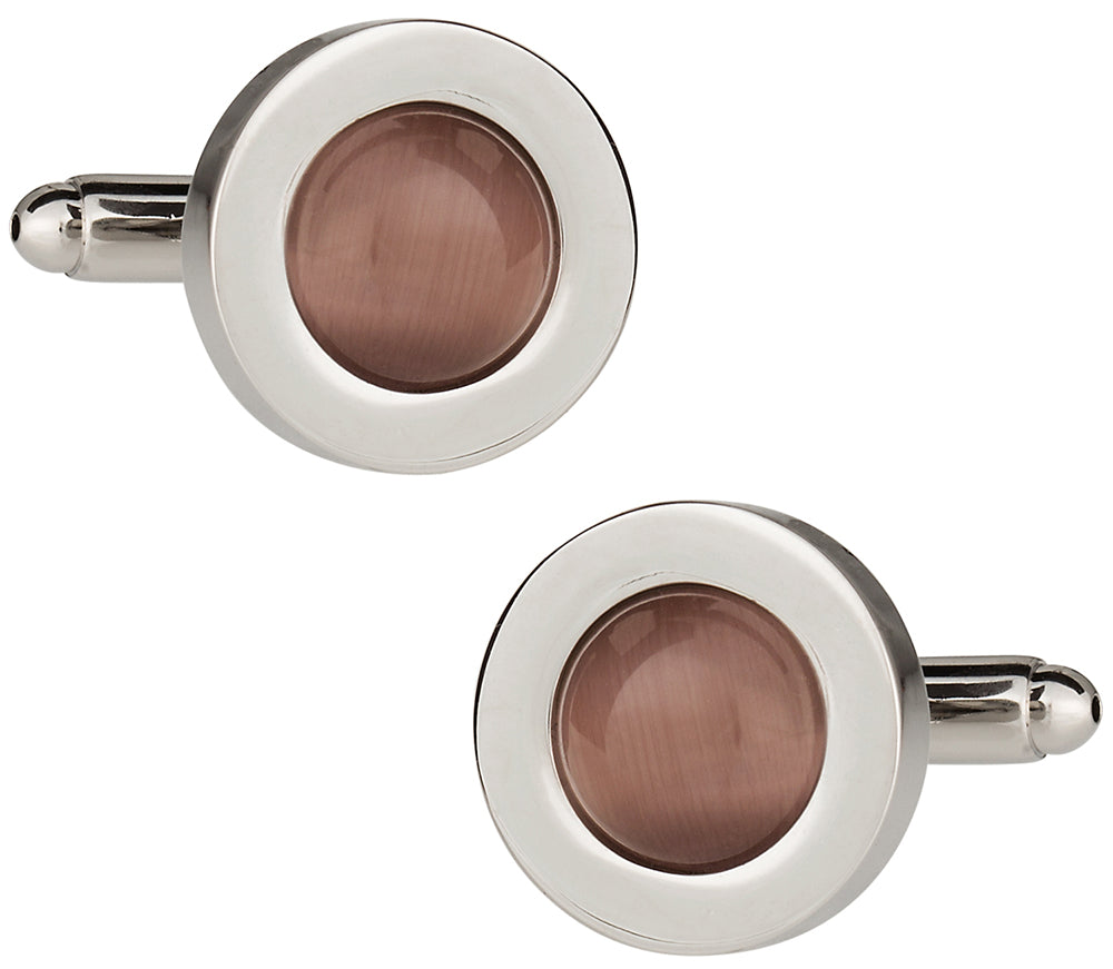 Greek Aquamarine Blue Catseye Cufflinks By Cuff-Daddy - Fiber Optic Glass, Silver-Tone