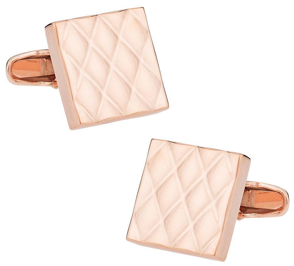 Quilted Metallic Rose Gold Cufflinks