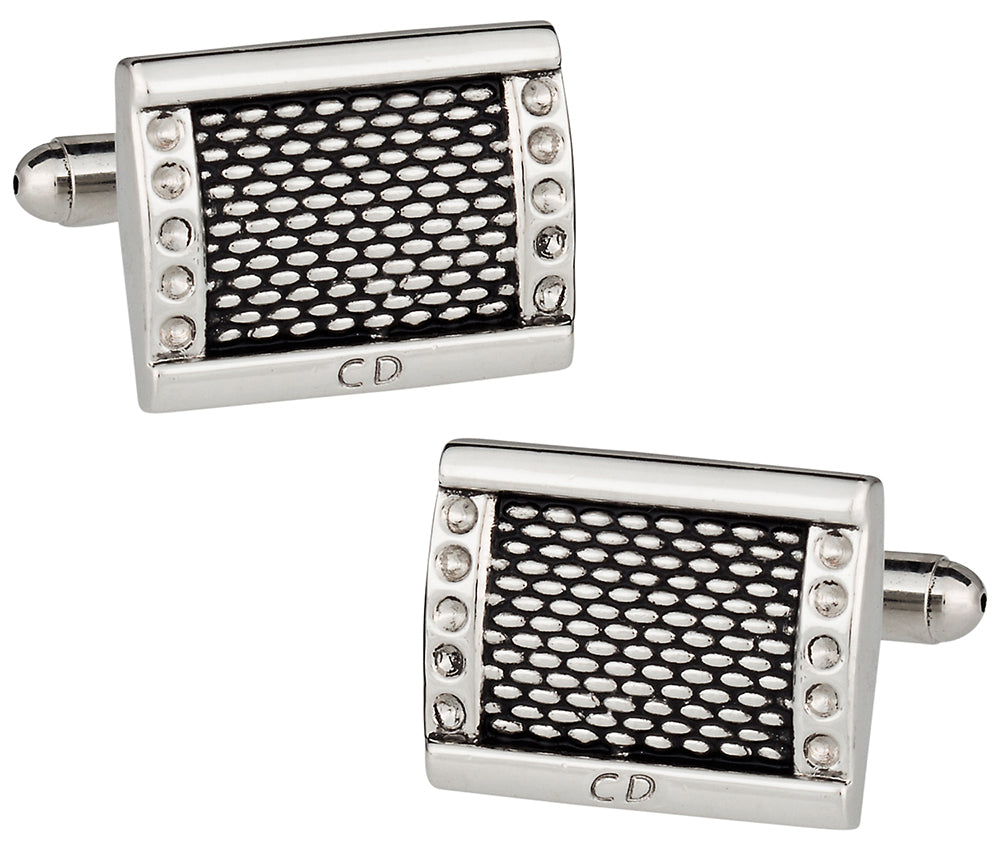 Rhodium & Black Enamel Cufflinks