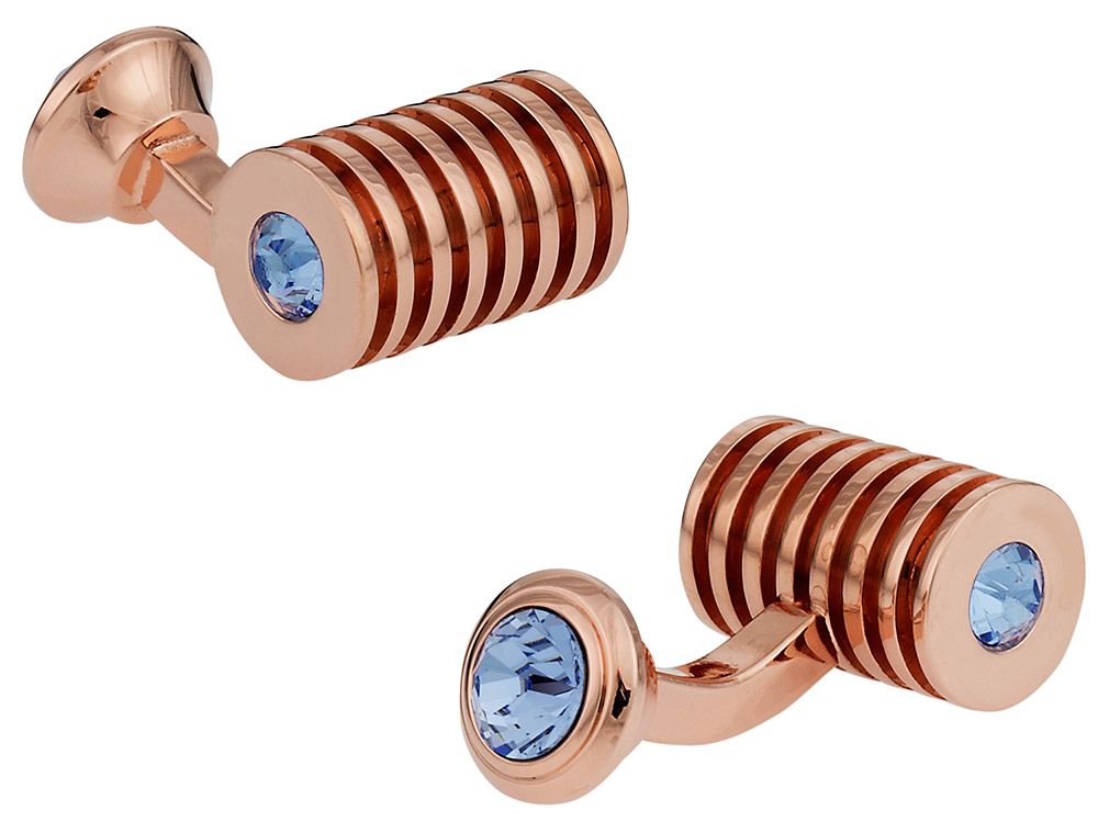 Rose Gold Light Sapphire Swarovski Double Cufflinks