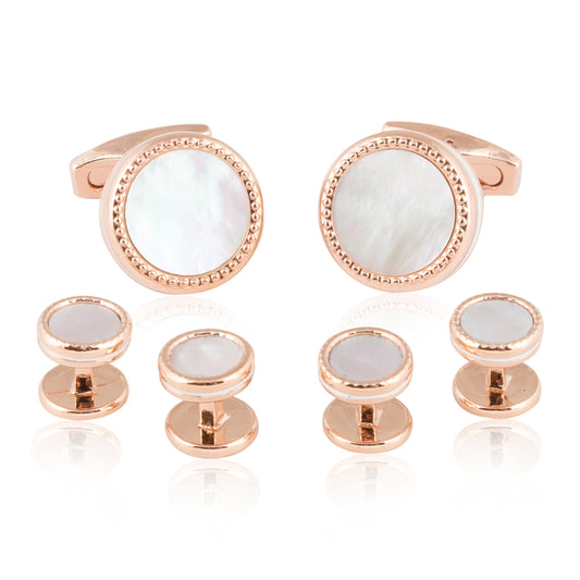 Rose Gold Mother of Pearl Cufflinks and Studs