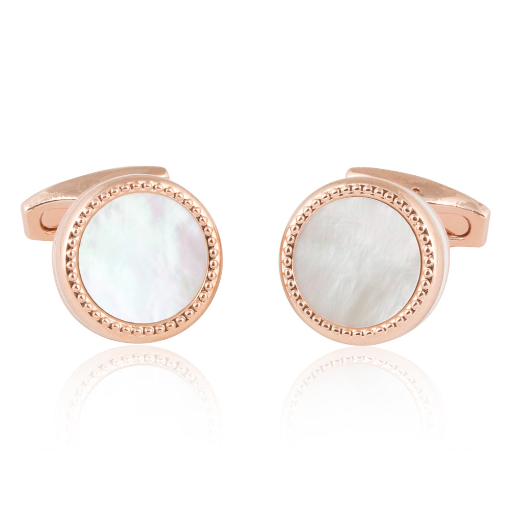 Rose Gold Mother of Pearl Cufflinks and Studs