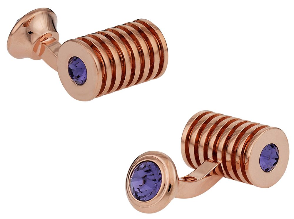 Rose Gold Tanzanite Swarovski Double Cufflinks