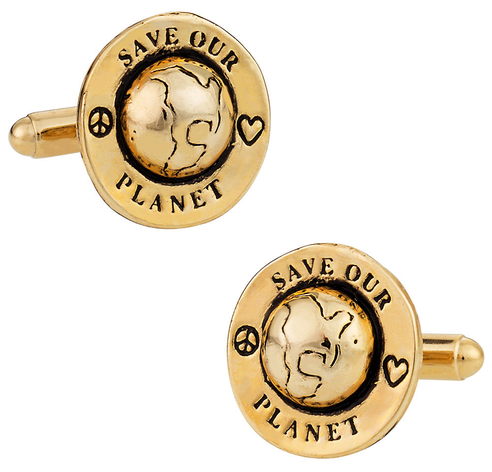 Save Our Planet Gold Cufflinks