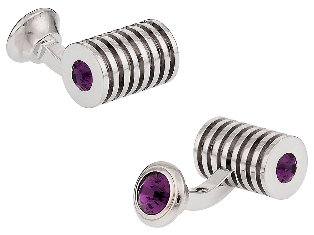 Silver Amethyst Swarovski Double Cufflinks