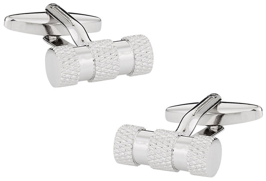 Silver Cylinder Texture Cufflinks