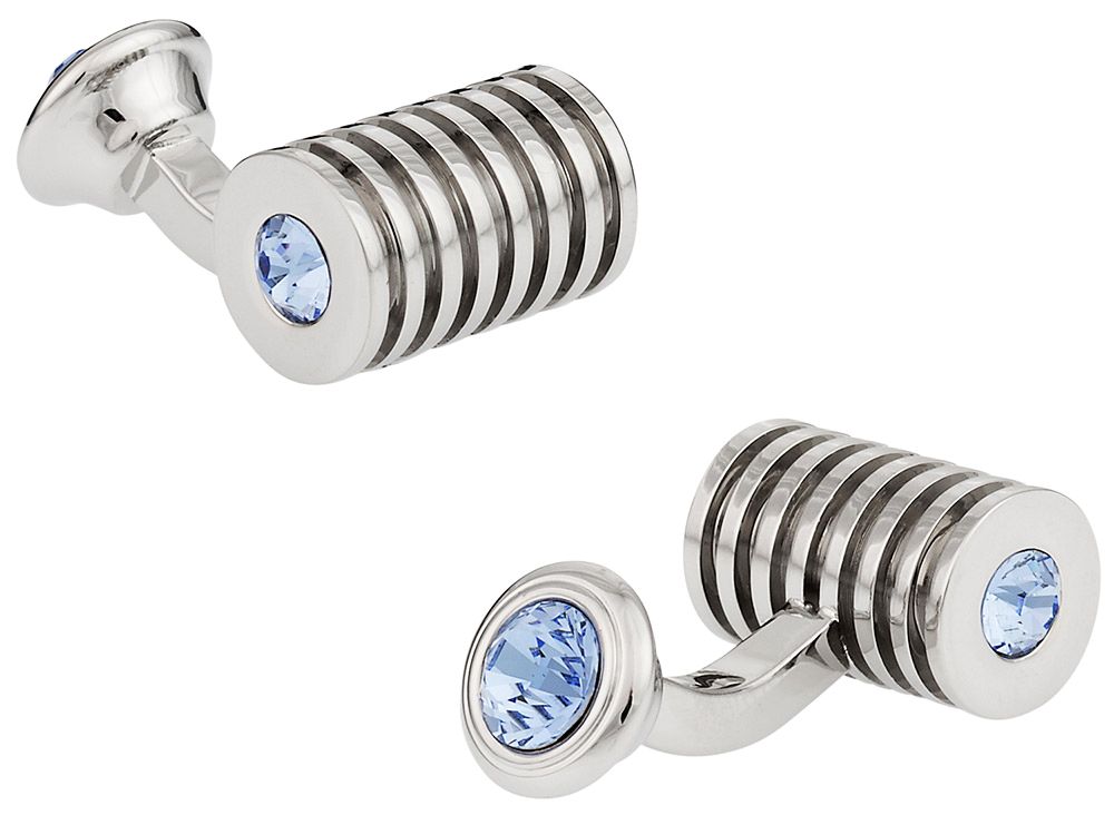 Silver Light Sapphire Swarovski Double Cufflinks