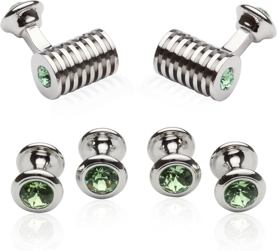 Silver Peridot Green Swarovski Barrel Formal Set