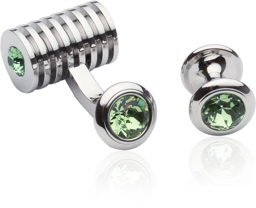 Silver Peridot Green Swarovski Barrel Formal Set