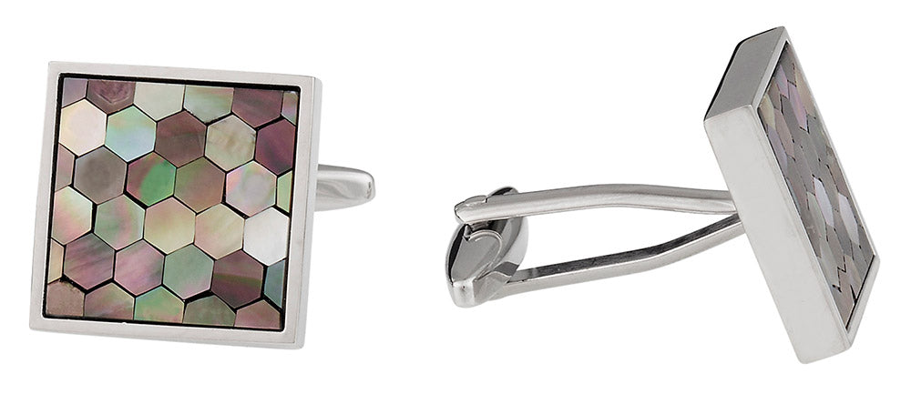 Smokey Mother of Pearl Honeycomb Cufflinks