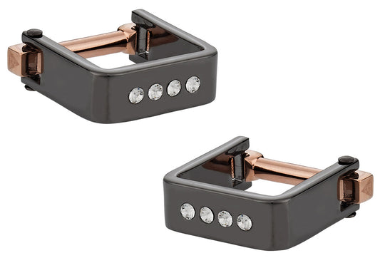 Square Wrap Rose Gold Gun Metal Crystal Cufflinks