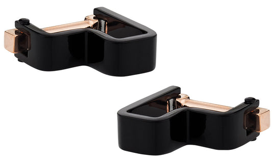 Step Wrap Around Cufflinks Black