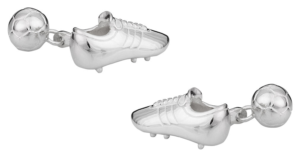 Sterling Silver Soccer Ball Shoe Cufflinks