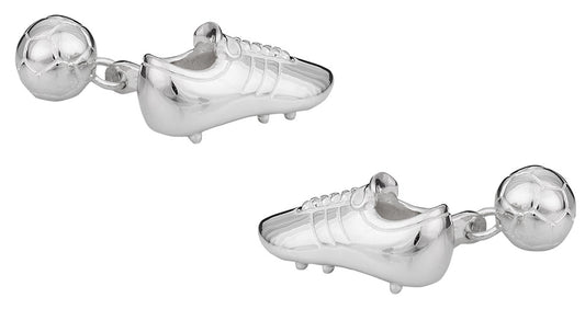 Sterling Silver Soccer Ball Shoe Cufflinks