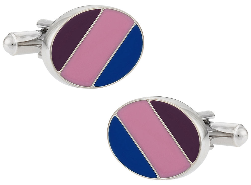 Striped Oval Cufflinks