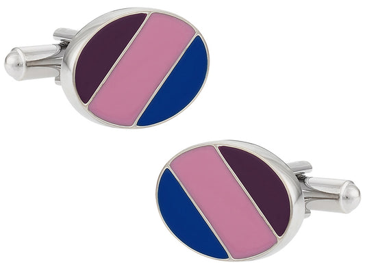 Striped Oval Cufflinks