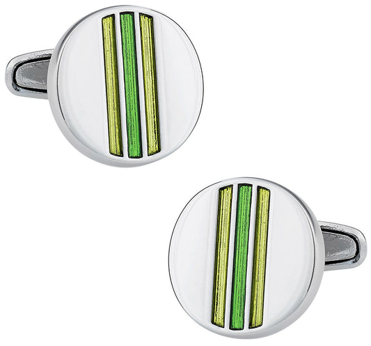 Striped Yellow & Green Cufflinks