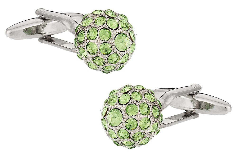 Swarovski Peridot Green Ball Cufflinks