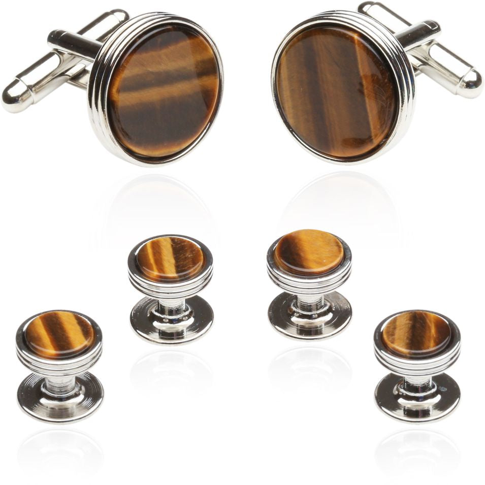 Tigers Eye Formal Set in Silver