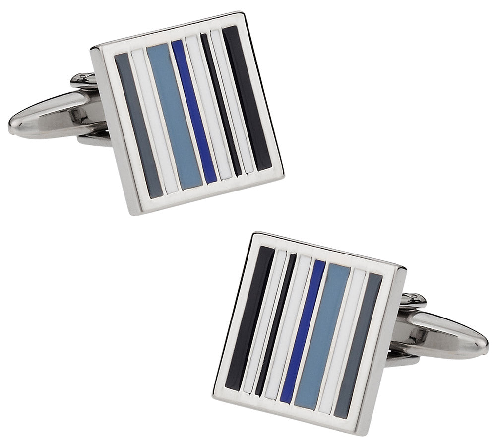 Tonal Blue Lined Cufflinks