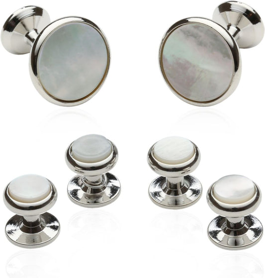 Men's Cufflinks and Studs with Mother of Pearl & Silver