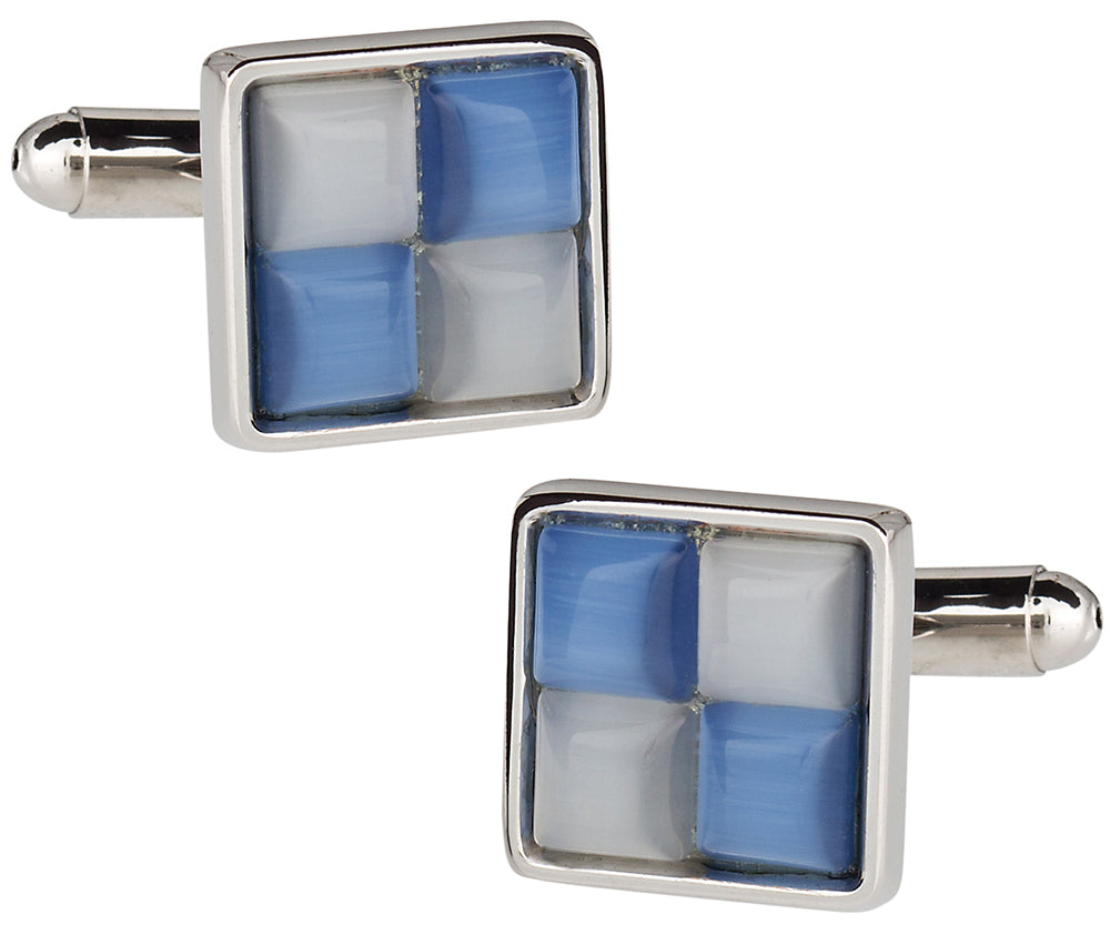 White & Blue Cufflinks