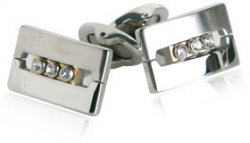 Cubic Zirconia Cufflinks in Silver & Gold