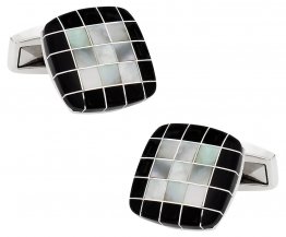 Black White Precious Grid Cufflinks