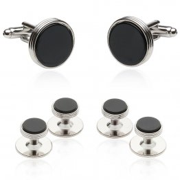 Onyx Silver Tuxedo Cufflinks & Studs for Men