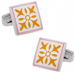 Pink Yellow Enamel Cufflinks