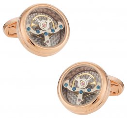 Rose Gold Silver Working Tourbillon Carbon Fiber Watch Cufflinks Steampunk