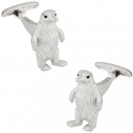 Silver Penguin Cufflinks with Swarovski Eyes