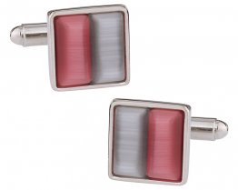 Silver & Pink Glass Cufflinks