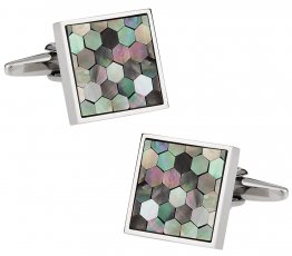 Smokey Mother of Pearl Honeycomb Cufflinks