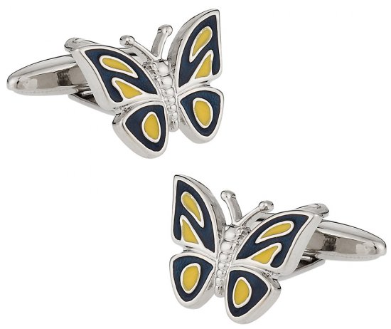 Butterfly Cufflinks - Blue Yellow