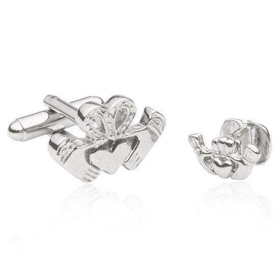 Claddagh Tuxedo Cufflinks and Studs Silver