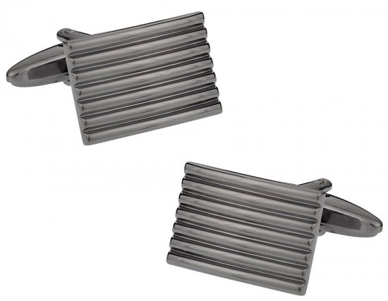 Classic Lined Gunmetal Cufflinks